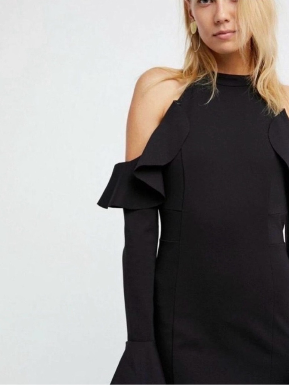 Free People Mini Cold Shoulder Ruffle Sleeve Dress Like New